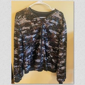 Sanctuary Camo Sequin Bomber jacked, size XL